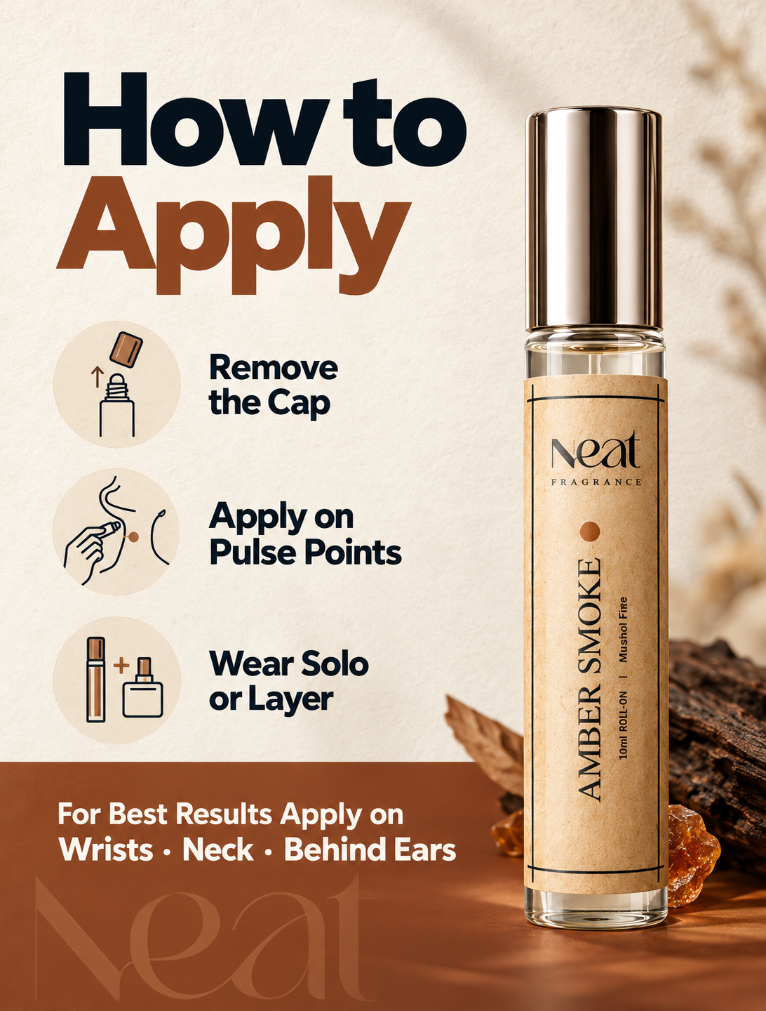Amber Smoke - Alcohol-free perfume roll-on, 10ml