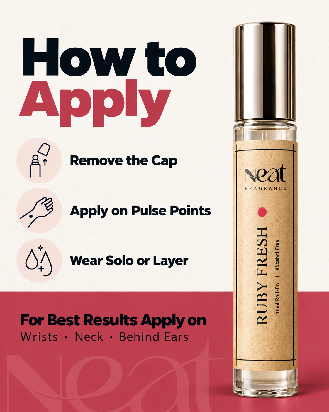 Ruby Fresh - Alcohol-free perfume roll-on, 10ml