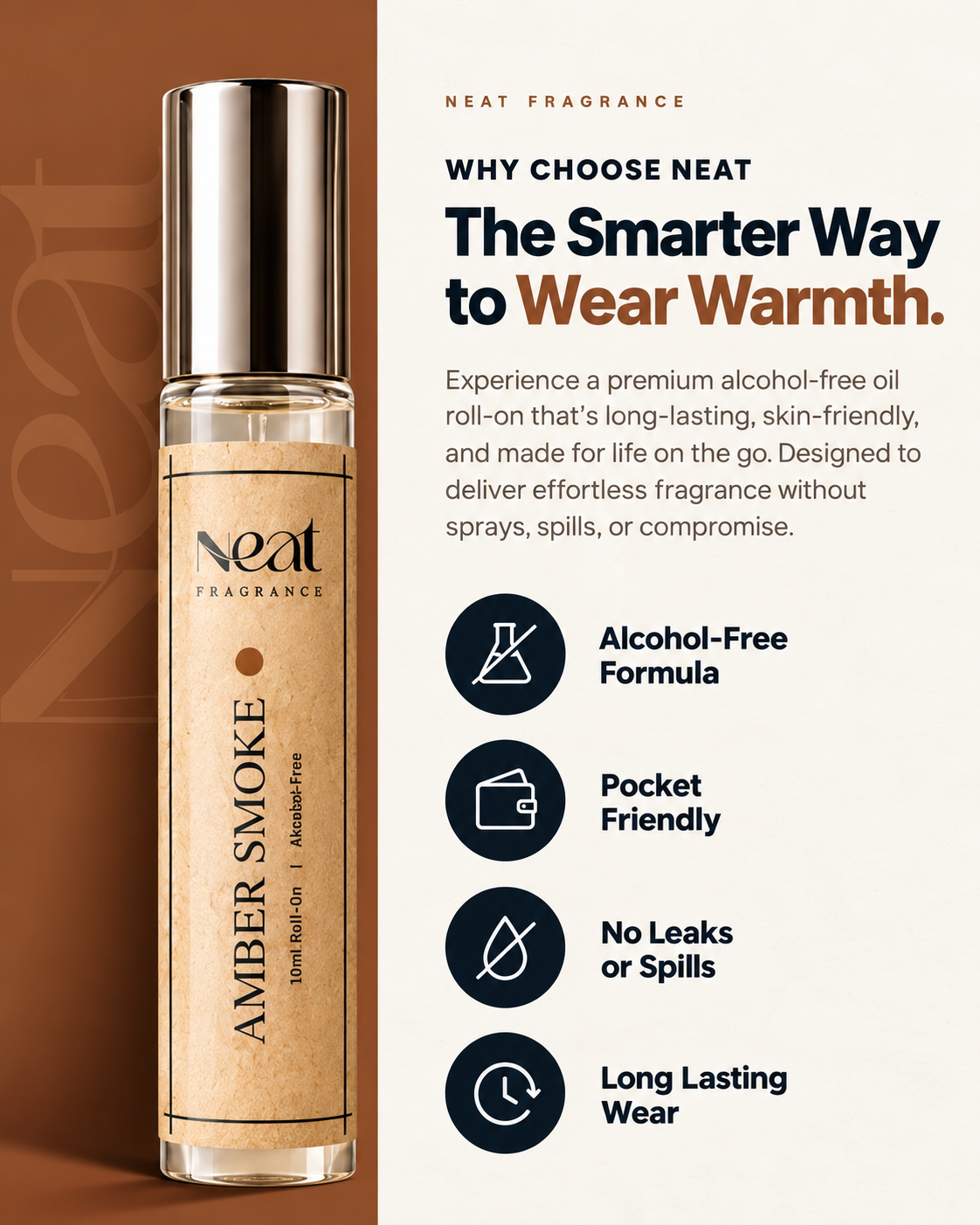 Amber Smoke - Alcohol-free perfume roll-on, 10ml