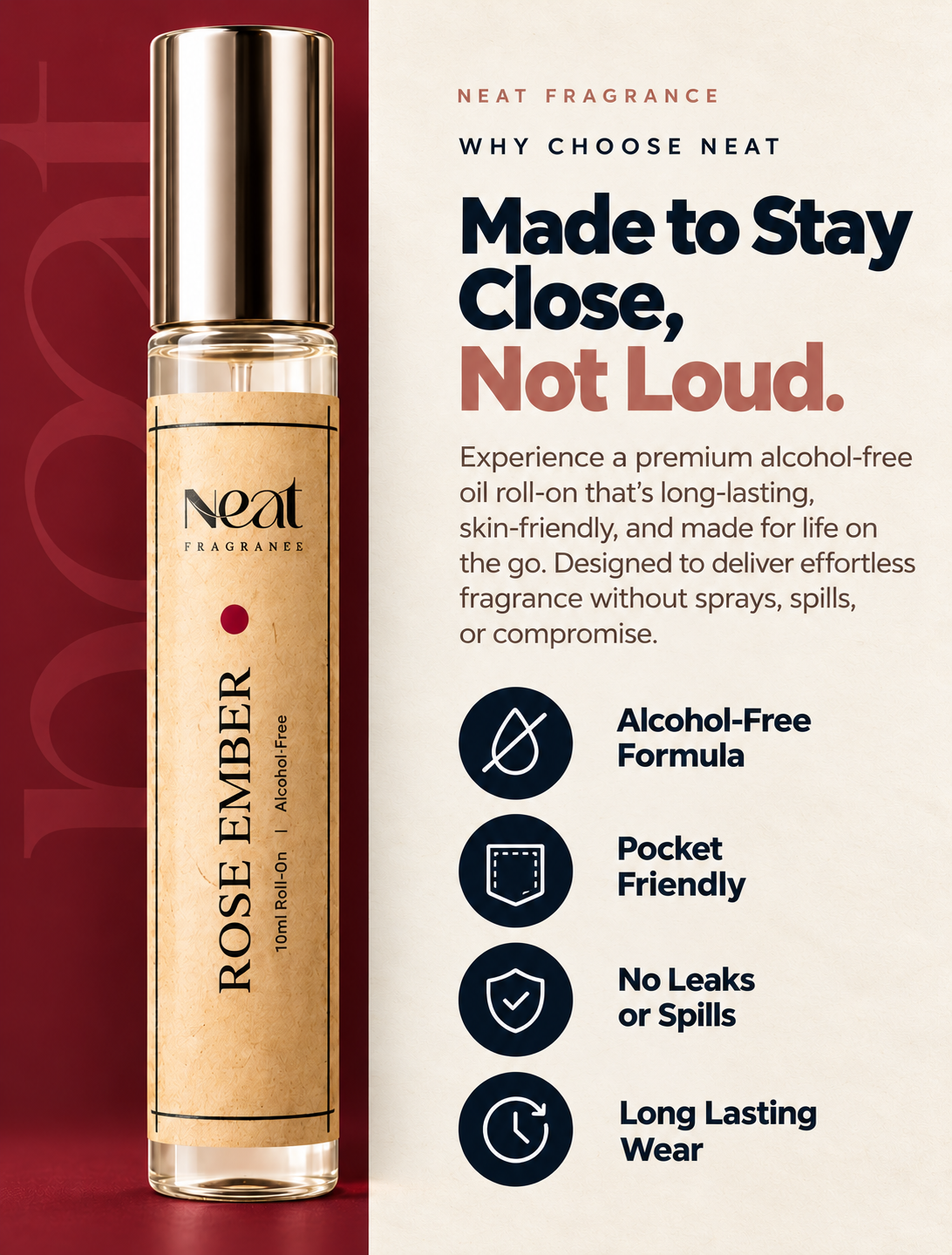 Rose Ember - Alcohol-free perfume roll-on, 10ml